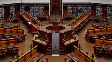 an aerial photo of the dome of Melbourne State Library