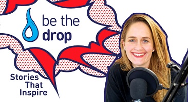 a photo of Amelia Veale advertising her podcast Be The Drop